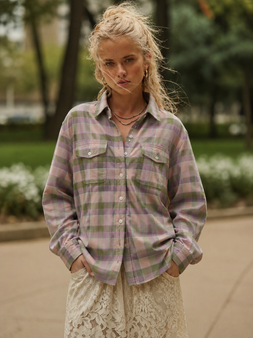 New Spell and the Gypsy Collective Maverick Flannel in lilac pink size XS Shirt